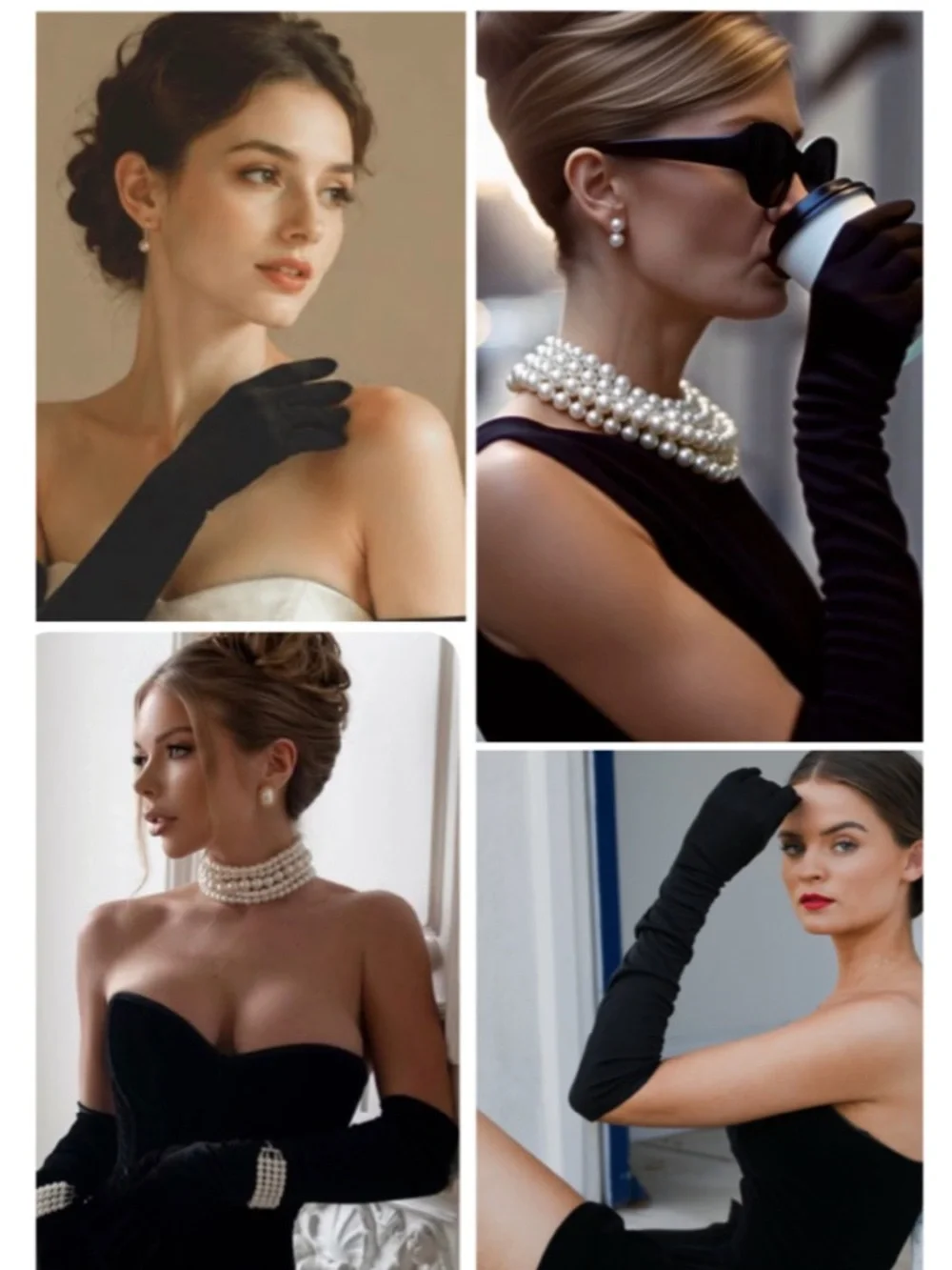 Vintage Black Satin Opera Gloves - Over The Elbow Long Formal Evening Gloves
